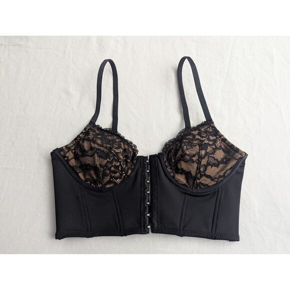 Garage Size XS Women's Black Corset Lace Bra Top Goth Whimsygoth Romantic Vamp - Picture 9 of 9
